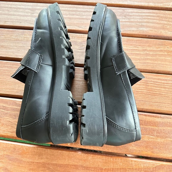 Steve Madden Lotto Black Lug Sole Chunky Loafers Platform Shoes Size‎ 8 - Picture 8 of 12